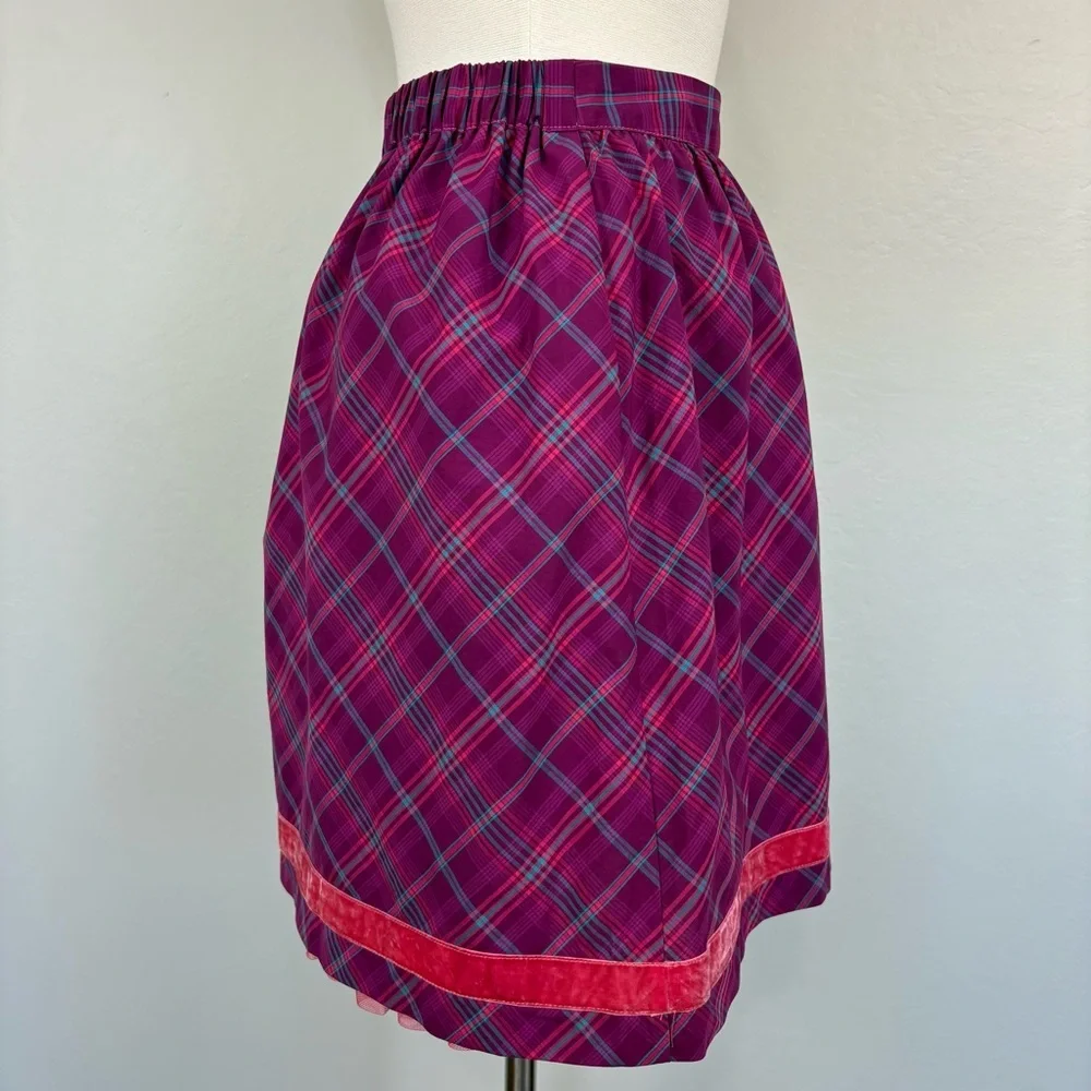 Matilda Jane Tinsley Skirt‎ Sz M Purple Plaid Cotton Tulle Girlhood Coquette